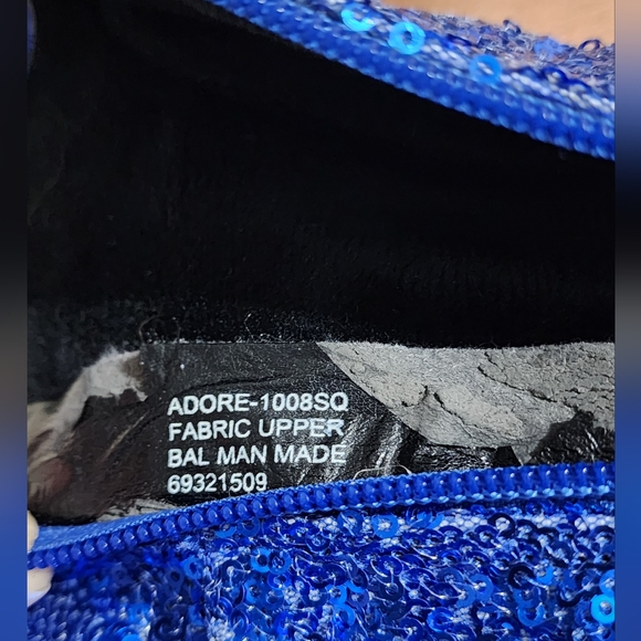 Pleaser Size 8 Adore Ankle Boots Blue Sequins Blue Chrome worn Dancer Shoes GUC - Picture 13 of 16